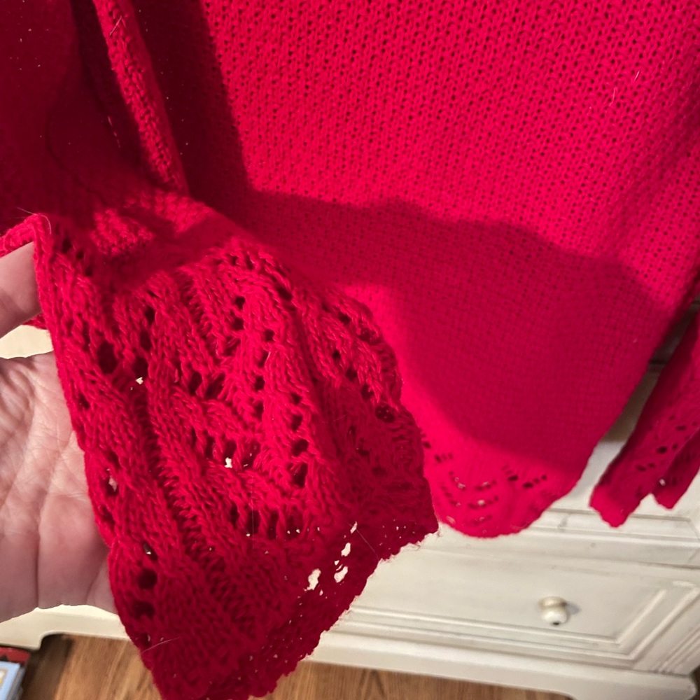 Women's Red Knit Sweater - Picture 3 of 4